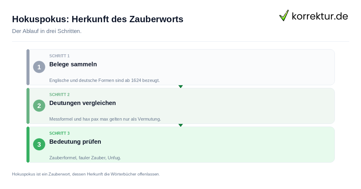 Hokuspokus: Herkunft des Zauberworts Hokuspokus: Herkunft des Zauberworts: der Ablauf in drei Schritten