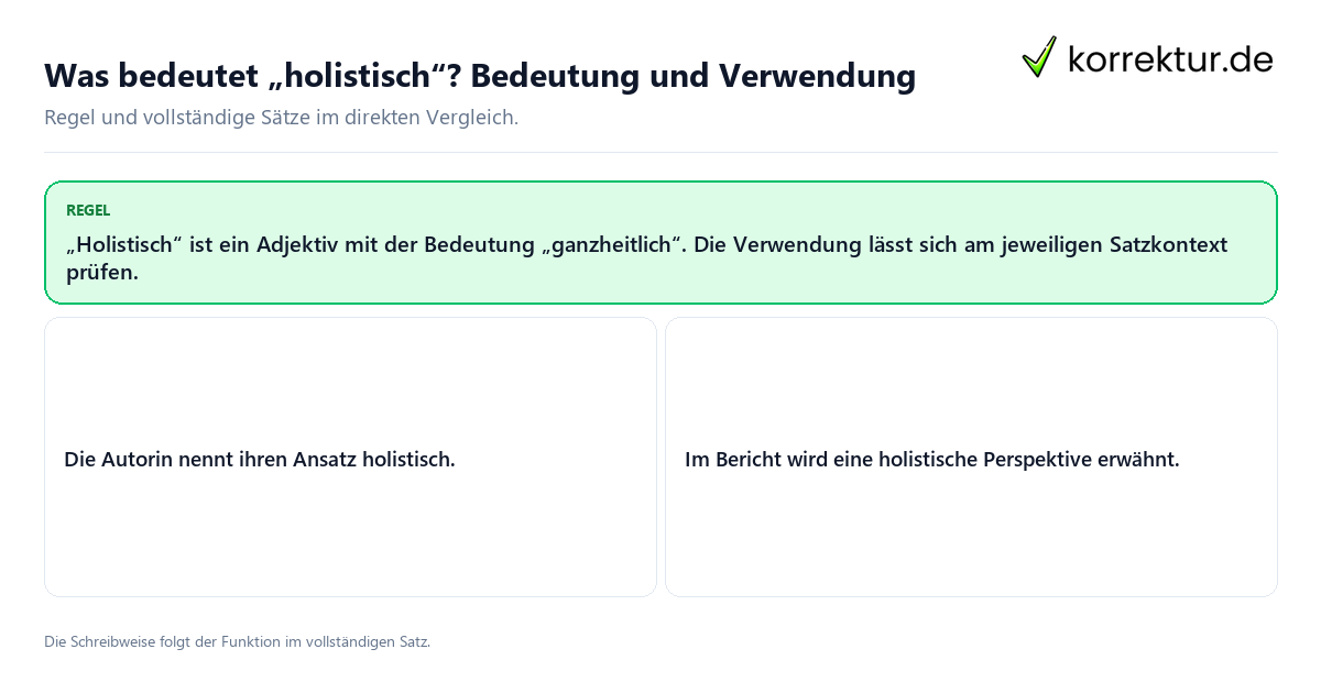 Was bedeutet „holistisch“? Bedeutung und Verwendung Konkrete Regel und vollständige Beispielsätze zu Was bedeutet „holistisch“? Bedeutung und Verwendung