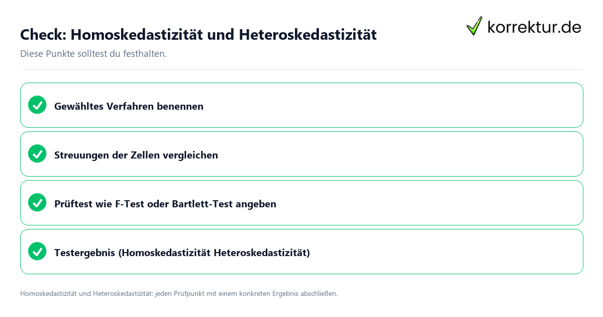 Homoskedastizität und Heteroskedastizität mit einer themenspezifischen Checkliste