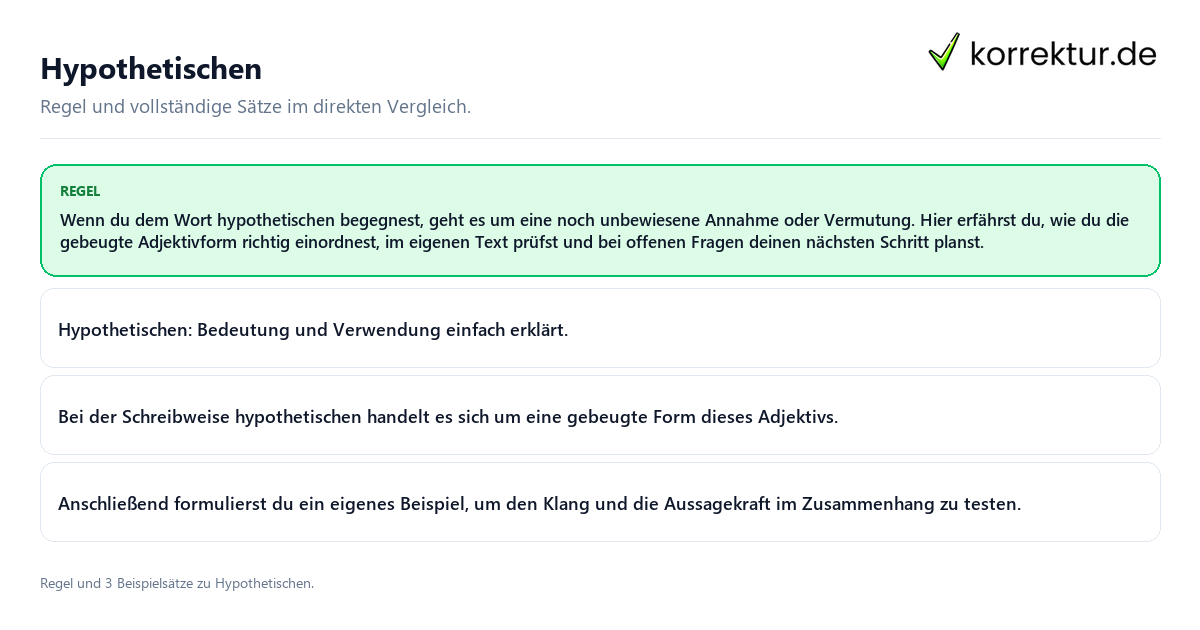 Konkrete Regel und vollständige Beispielsätze zu Hypothetischen