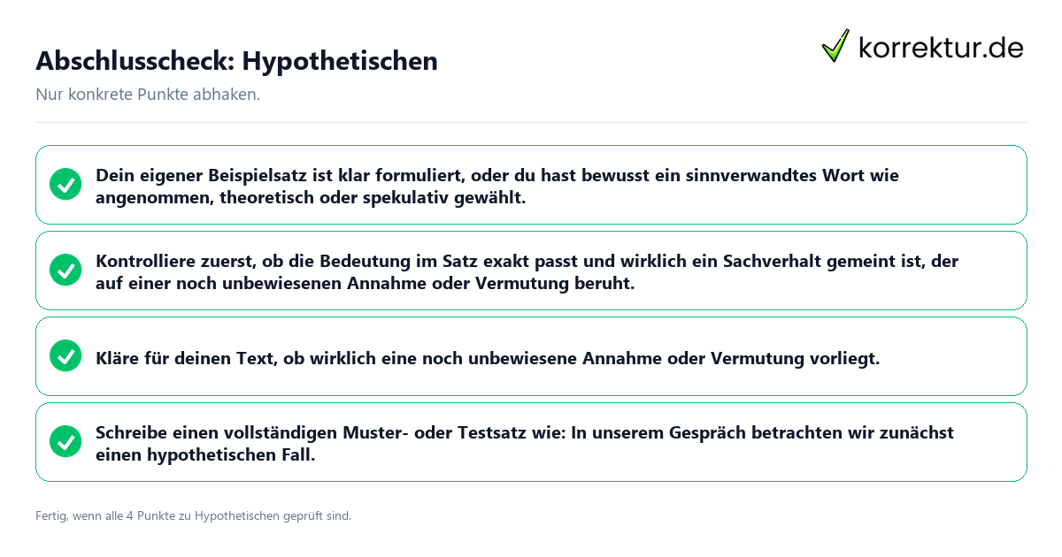 Konkreter Abschlusscheck zu Hypothetischen