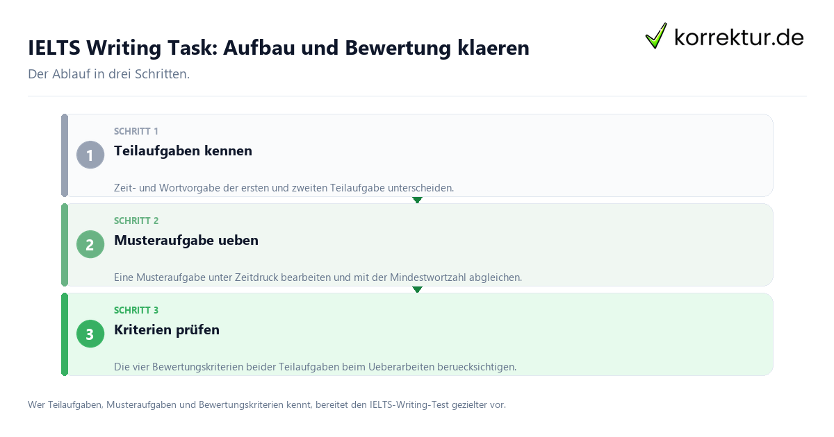 IELTS Writing Task: Aufbau und Bewertung klären: der Ablauf in drei Schritten