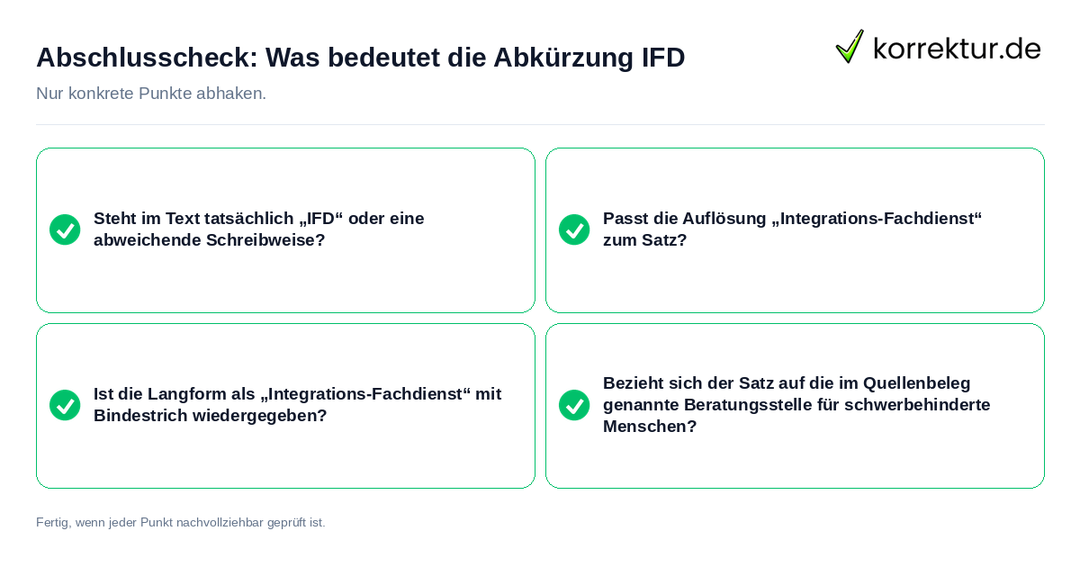 Konkreter Abschlusscheck zu Was bedeutet die Abkürzung IFD