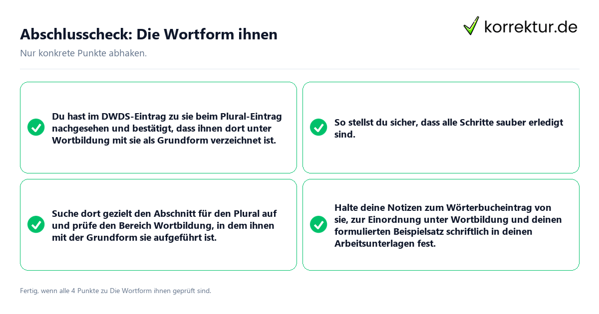 Konkreter Abschlusscheck zu Die Wortform ihnen