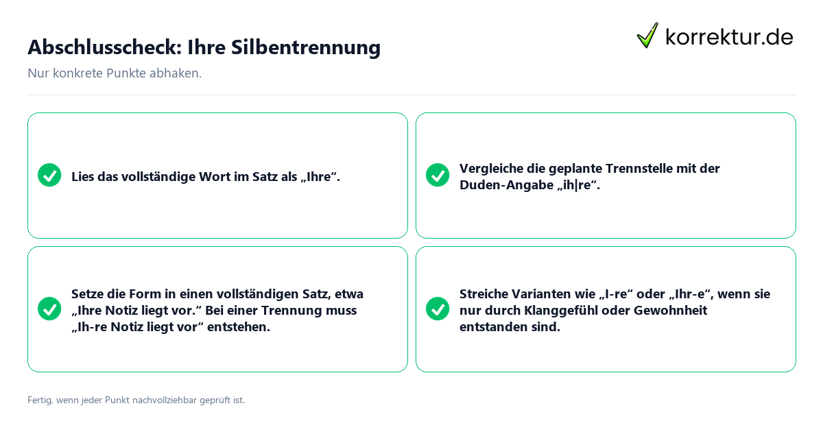 Konkreter Abschlusscheck zu Ihre Silbentrennung