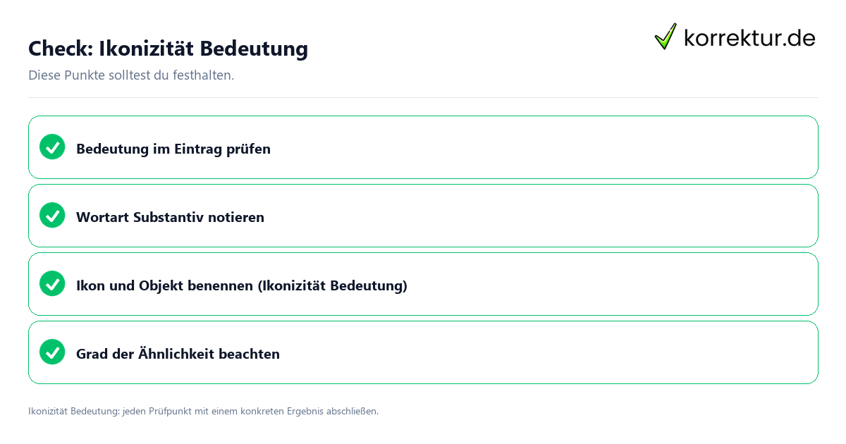 Ikonizität Bedeutung mit einer themenspezifischen Checkliste
