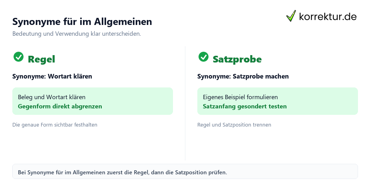 Synonyme für im Allgemeinen Synonyme für im Allgemeinen mit Bedeutung und passender Verwendung im Vergleich