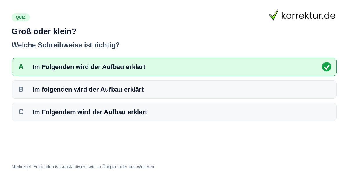 Quiz: Im Folgenden groß oder klein schreiben