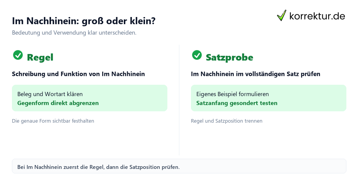 Im Nachhinein: groß oder klein? mit Bedeutung und passender Verwendung im Vergleich