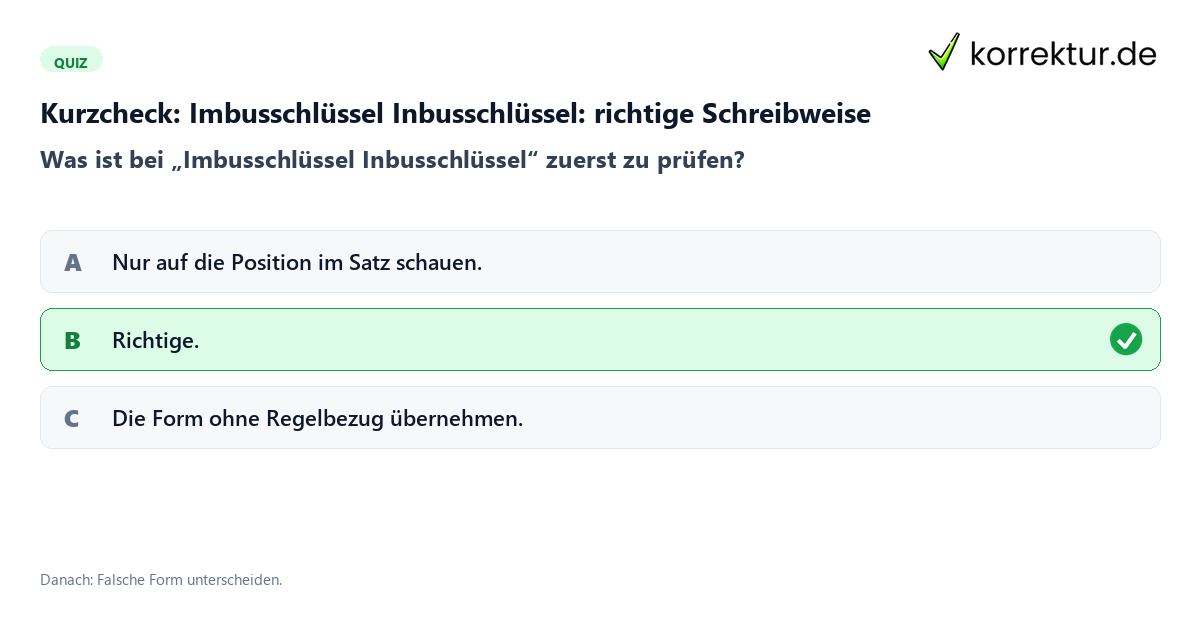 Imbusschlüssel Inbusschlüssel: richtige Schreibweise mit einem Kurzquiz zum sinnvollen nächsten Schritt