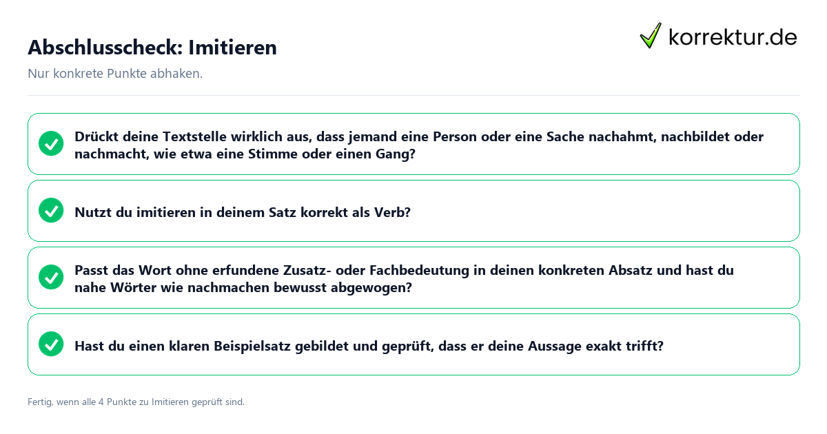 Konkreter Abschlusscheck zu Imitieren
