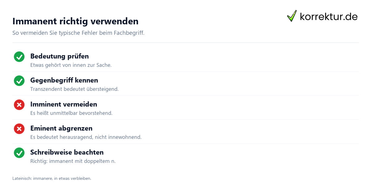 Immanent richtig verwenden Immanent Bedeutung: Häufige Verwechslungen und richtige Verwendung