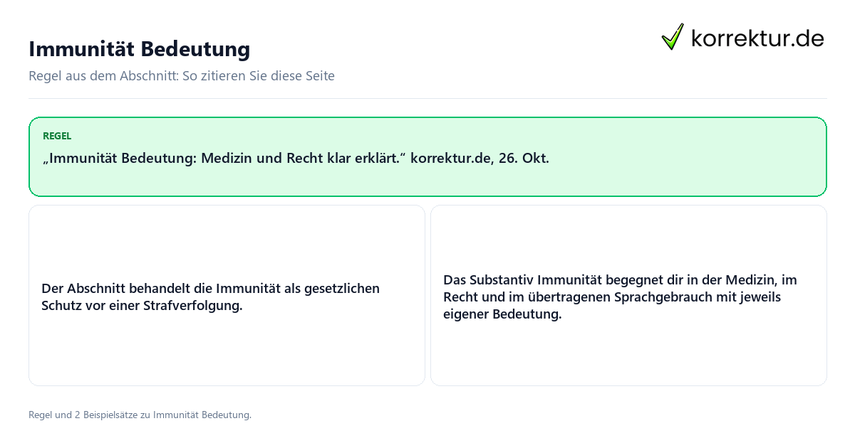 Immunität Bedeutung Konkrete Regel und vollständige Beispielsätze zu Immunität Bedeutung