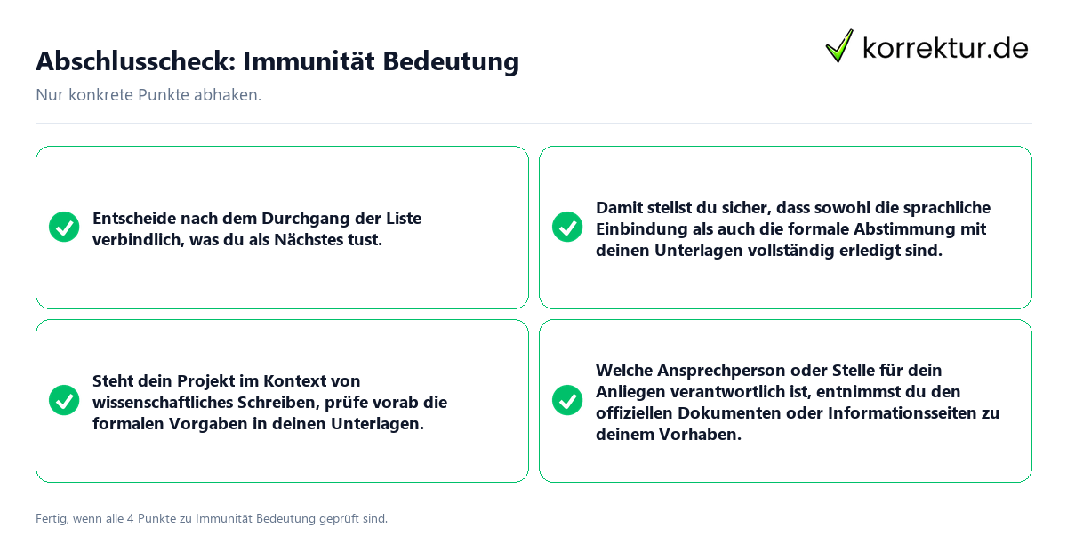 Abschlusscheck: Immunität Bedeutung Konkreter Abschlusscheck zu Immunität Bedeutung