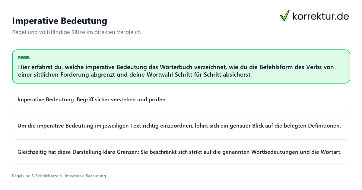 Konkrete Regel und vollständige Beispielsätze zu Imperative Bedeutung