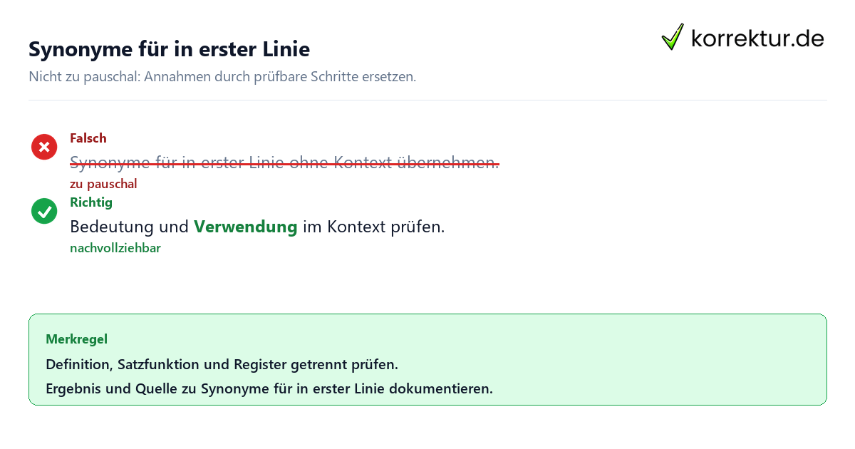 Synonyme für in erster Linie Ungeeignete und belastbare Vorgehensweise bei Synonyme für in erster Linie