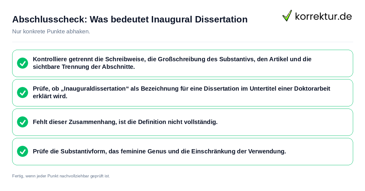 Abschlusscheck: Was bedeutet Inaugural Dissertation Konkreter Abschlusscheck zu Was bedeutet Inaugural Dissertation