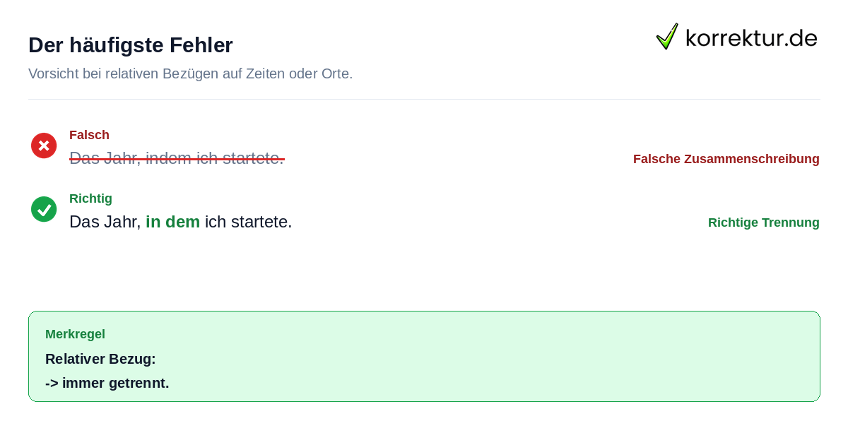 Fehler bei in dem korrigieren: Das richtige Relativpronomen