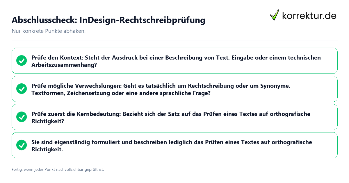 Konkreter Abschlusscheck zu InDesign-Rechtschreibprüfung