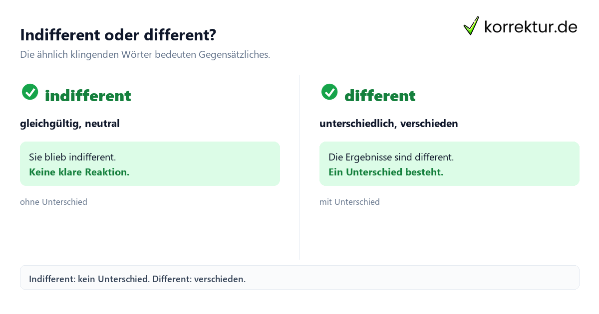 indifferent Bedeutung im Vergleich zu different