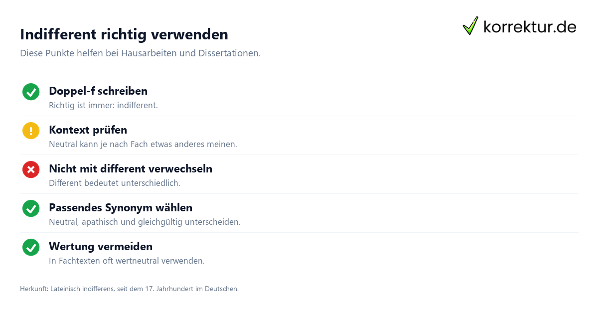 Indifferent richtig verwenden indifferent Bedeutung korrekt in wissenschaftlichen Texten verwenden