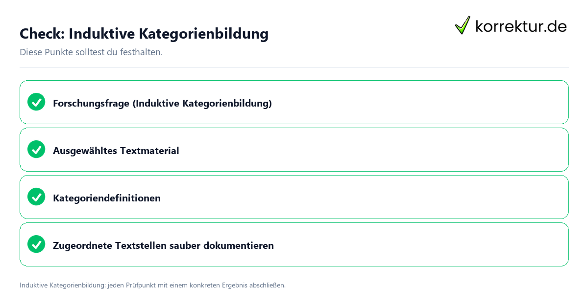 Induktive Kategorienbildung mit einer themenspezifischen Checkliste