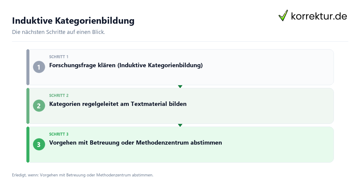 Induktive Kategorienbildung mit einem Ablauf aus Prüfung, Kontakt und Dokumentation