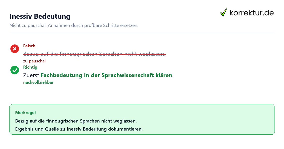 Inessiv Bedeutung Ungeeignete und belastbare Vorgehensweise bei Inessiv Bedeutung