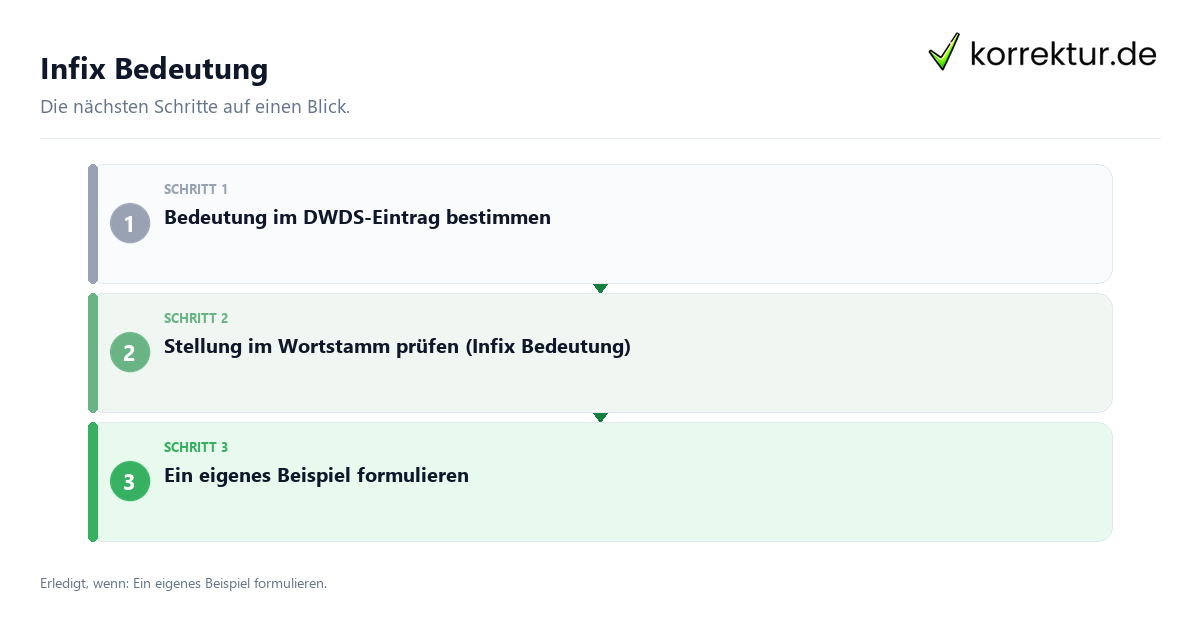 Infix Bedeutung mit einem Ablauf aus Prüfung, Kontakt und Dokumentation