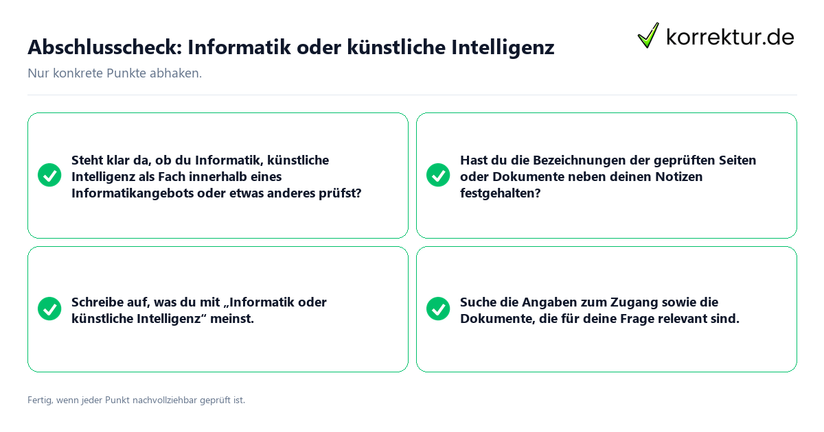 Konkreter Abschlusscheck zu Informatik oder künstliche Intelligenz