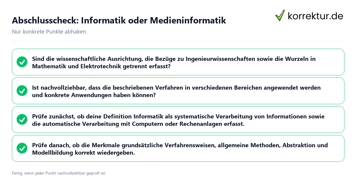 Konkreter Abschlusscheck zu Informatik oder Medieninformatik