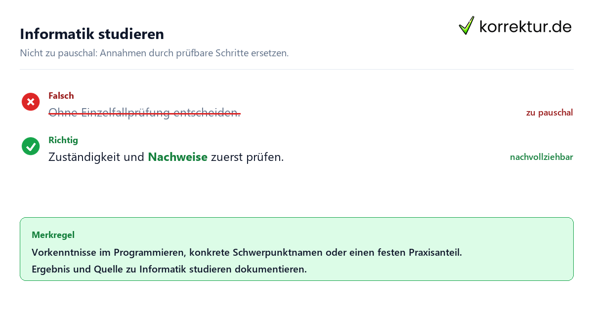 Informatik studieren Ungeeignete und belastbare Vorgehensweise bei Informatik studieren