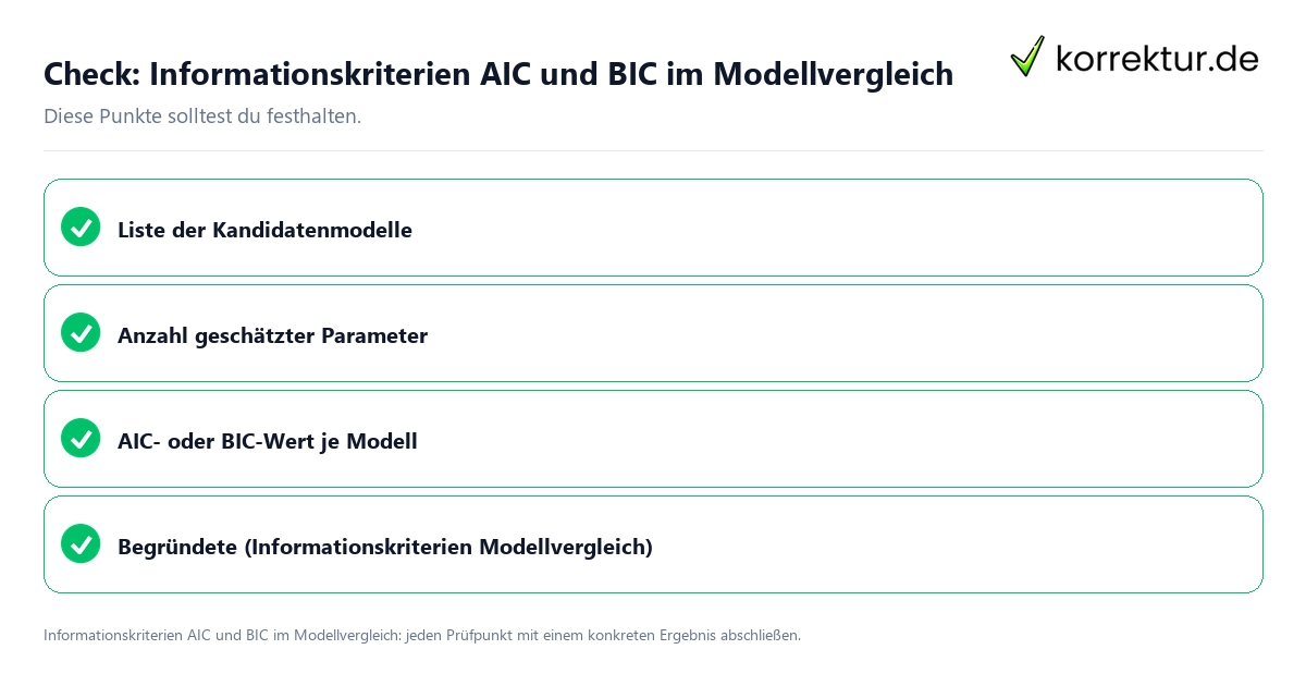 Informationskriterien AIC und BIC im Modellvergleich mit einer themenspezifischen Checkliste