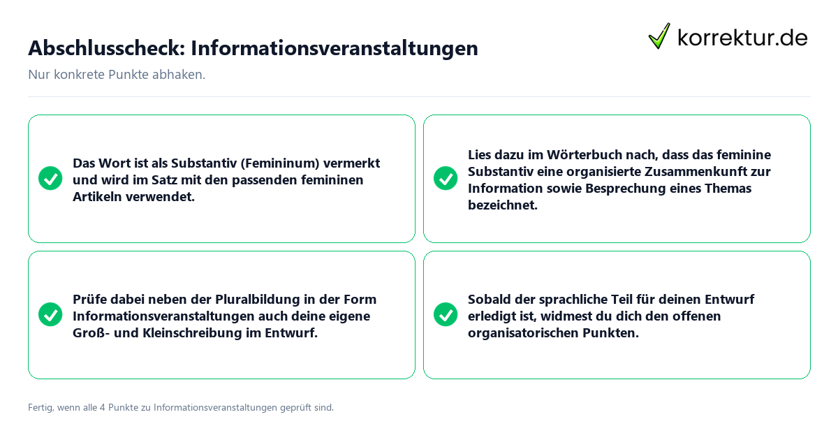 Abschlusscheck: Informationsveranstaltungen Konkreter Abschlusscheck zu Informationsveranstaltungen