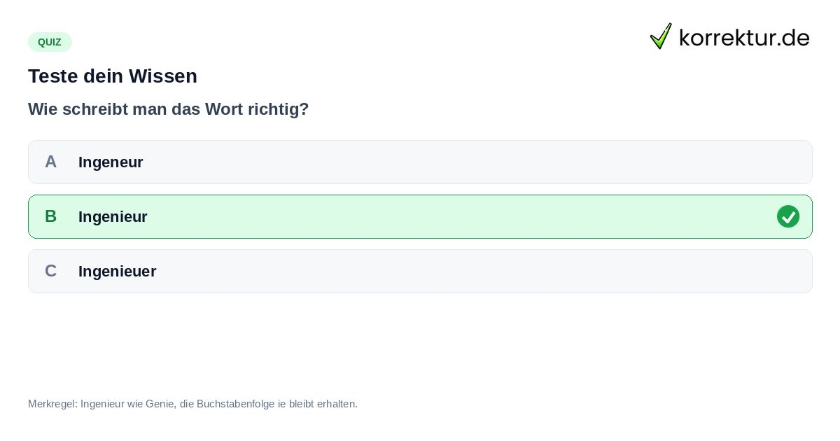 Quiz zur Schreibweise von Ingenieur