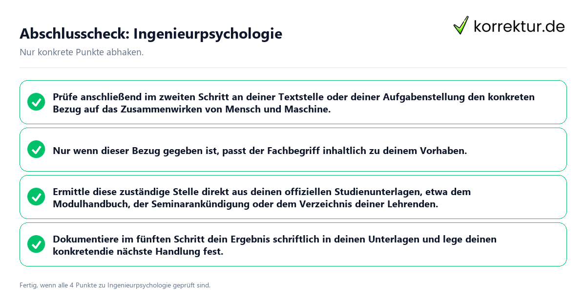 Abschlusscheck: Ingenieurpsychologie Konkreter Abschlusscheck zu Ingenieurpsychologie