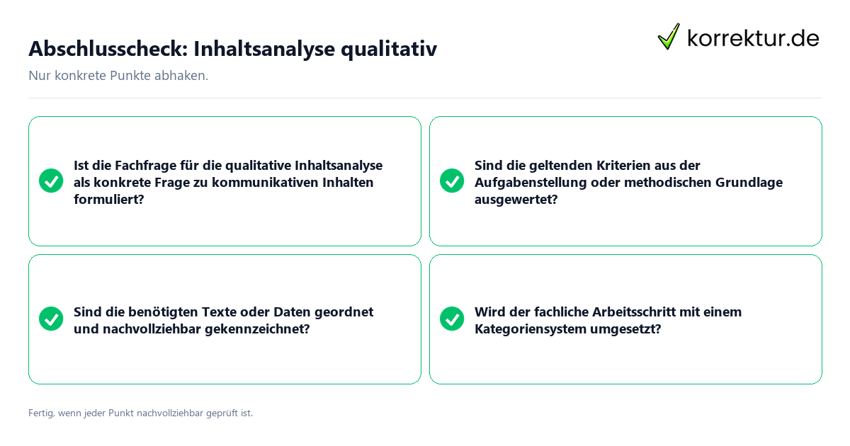Konkreter Abschlusscheck zu Inhaltsanalyse qualitativ
