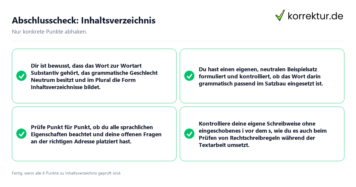 Konkreter Abschlusscheck zu Inhaltsverzeichnis