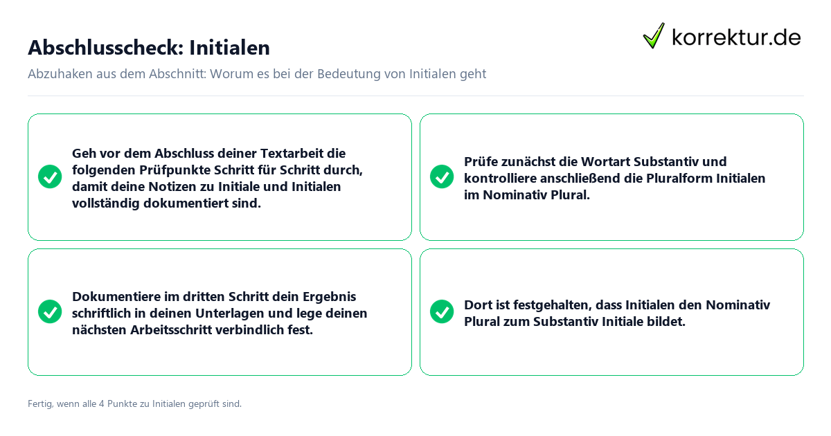 Konkreter Abschlusscheck zu Initialen