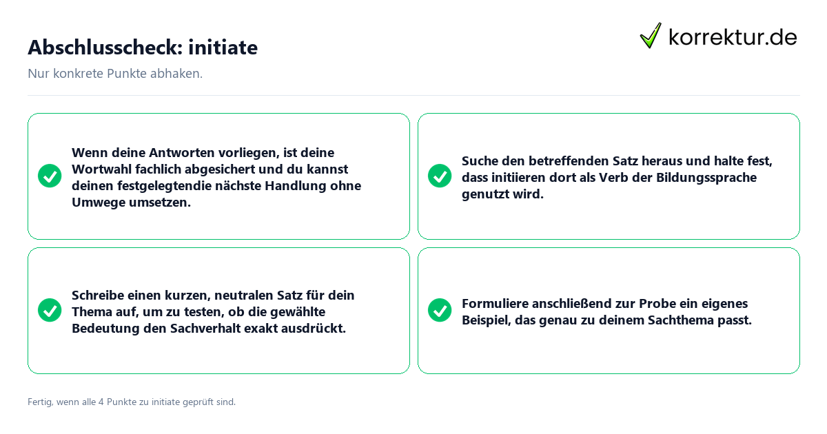 Konkreter Abschlusscheck zu initiate