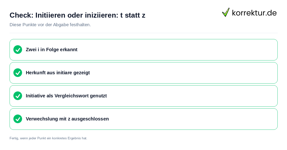 Check: Initiieren oder iniziieren: t statt z Initiieren oder iniziieren: t statt z: Prüfliste mit vier Punkten
