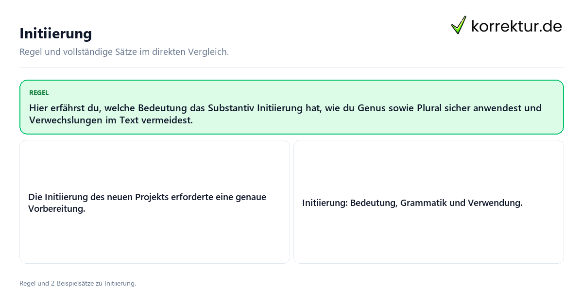 Konkrete Regel und vollständige Beispielsätze zu Initiierung