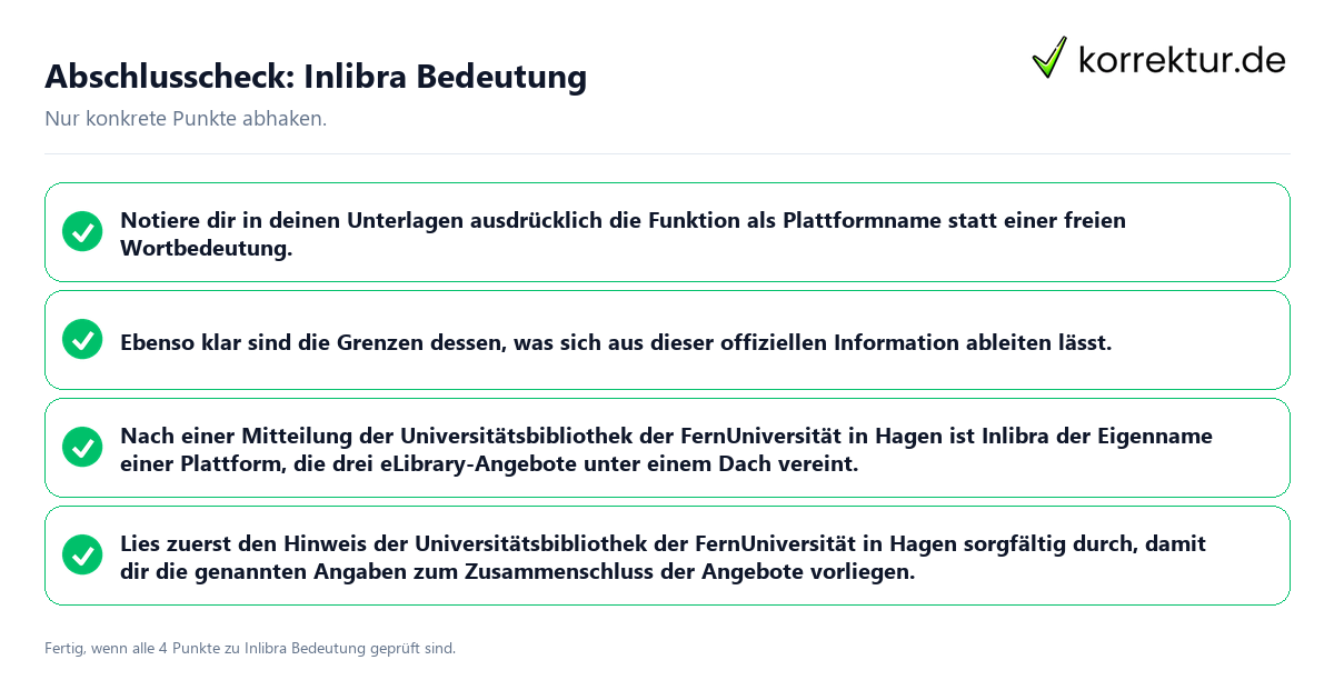 Abschlusscheck: Inlibra Bedeutung Konkreter Abschlusscheck zu Inlibra Bedeutung
