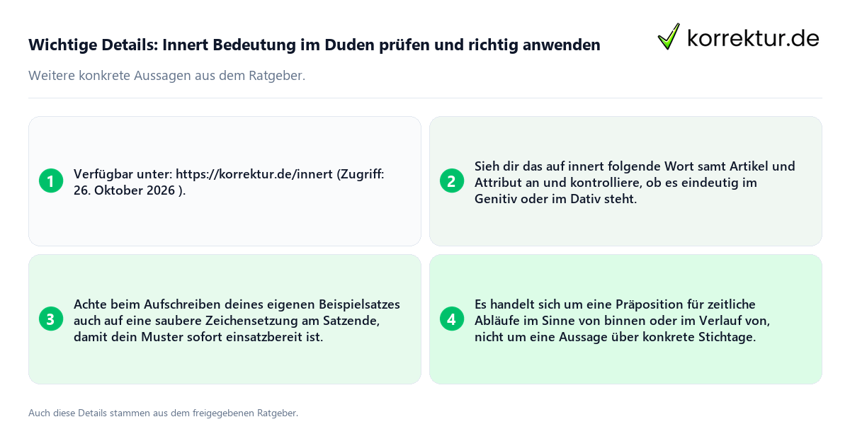 Konkrete Details zu Innert Bedeutung im Duden prüfen und richtig anwenden
