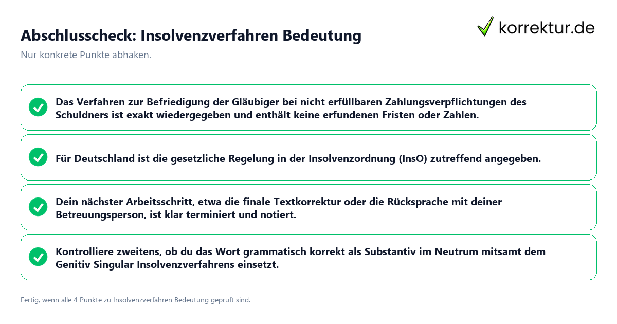 Abschlusscheck: Insolvenzverfahren Bedeutung Konkreter Abschlusscheck zu Insolvenzverfahren Bedeutung