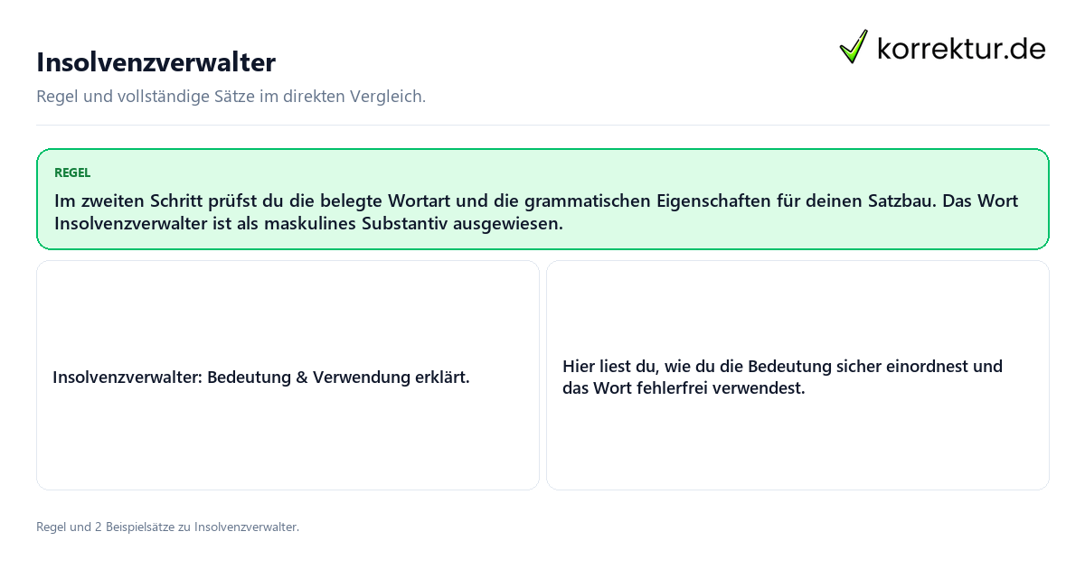 Insolvenzverwalter Konkrete Regel und vollständige Beispielsätze zu Insolvenzverwalter