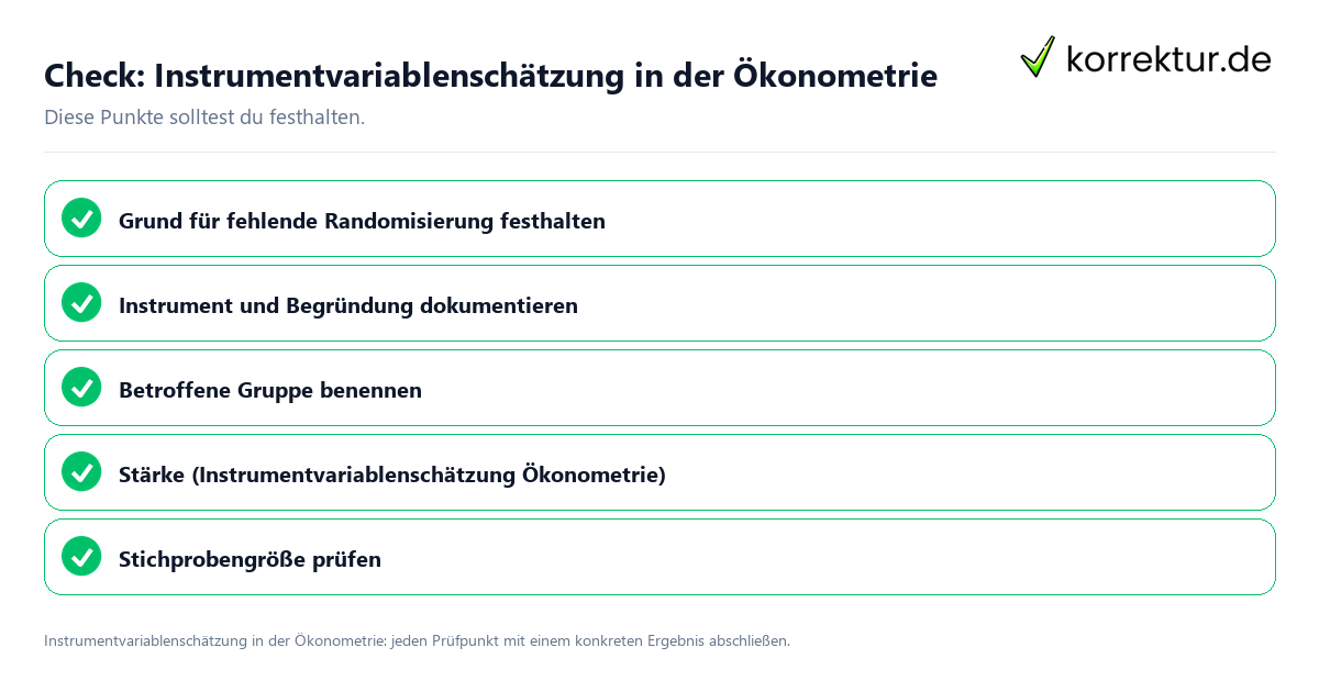 Check: Instrumentvariablenschätzung in der Ökonometrie Instrumentvariablenschätzung in der Ökonometrie mit einer themenspezifischen Checkliste