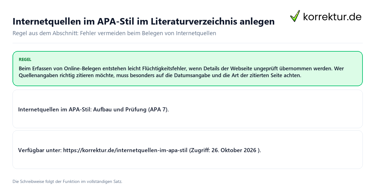 Internetquellen im APA-Stil im Literaturverzeichnis anlegen Konkrete Regel und vollständige Beispielsätze zu Internetquellen im APA-Stil im Literaturverzeichnis