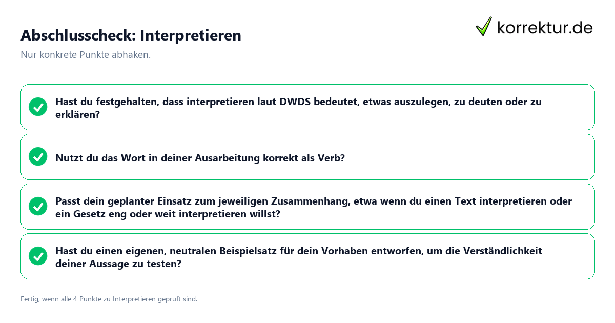 Konkreter Abschlusscheck zu Interpretieren