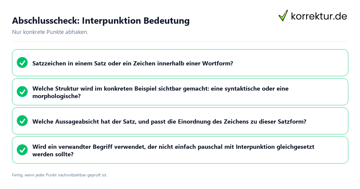 Konkreter Abschlusscheck zu Interpunktion Bedeutung